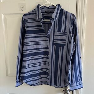 TOMMY HILFIGER Asymmetrical Stripes Button Down Blouse L